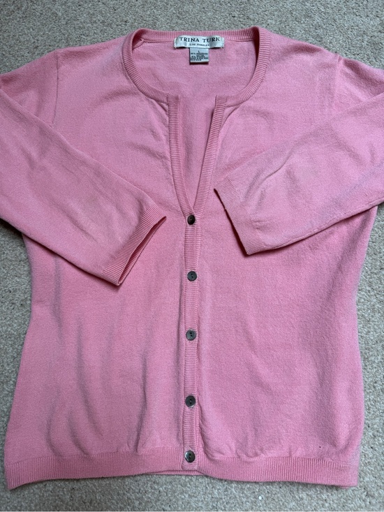 Trina Turk Sweaters - Trina Turk Rose-Pink Button-Front Cardigan